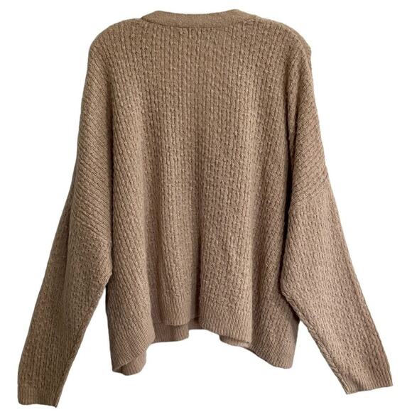 SOLD MADEWELL Mayfair Alpaca Blend Cable Knit Cardigan Sweater Tan Sz 3X Woman - Picture 3 of 9